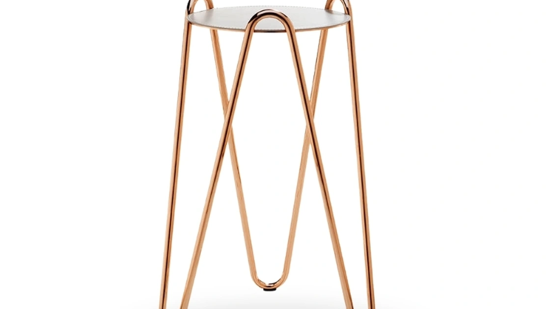 Tavolino in metallo con top rivestito in cuoio Apelle Chic di Midj