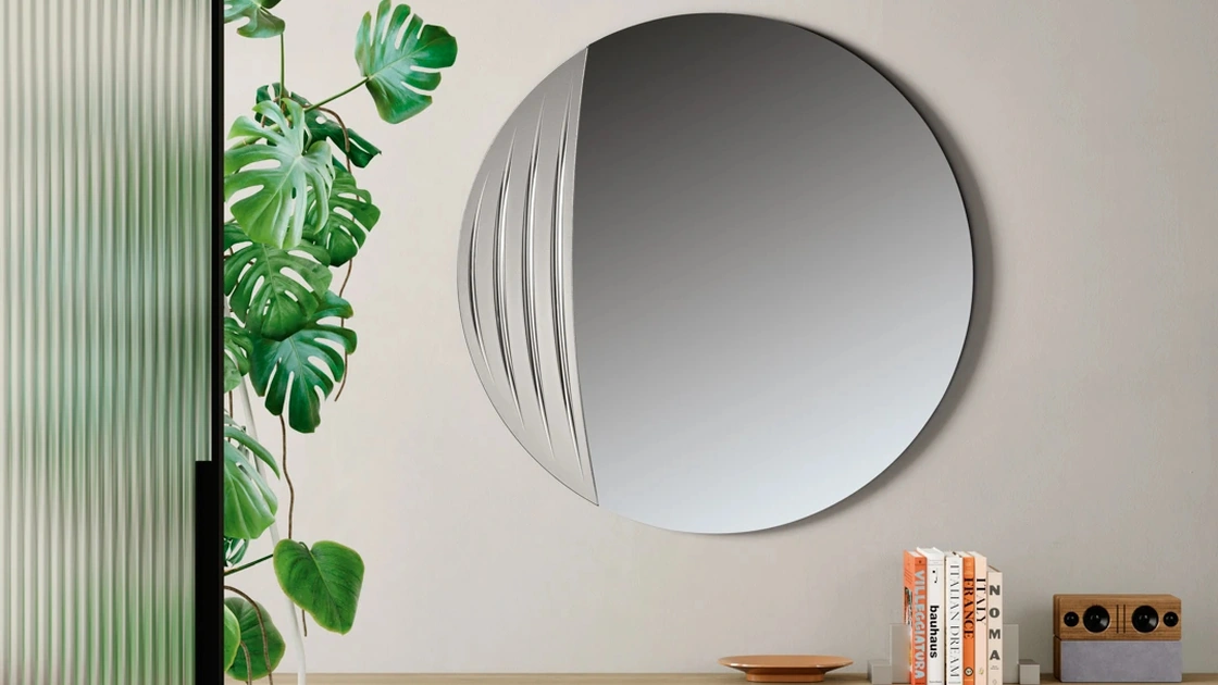 Specchio circolare con inserto retroargentato Spoon di Ikone Casa