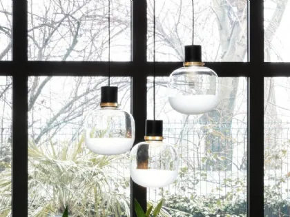 Lampada in vetro con finitura trasparente e satinata Ghost Sospensione di Midj
