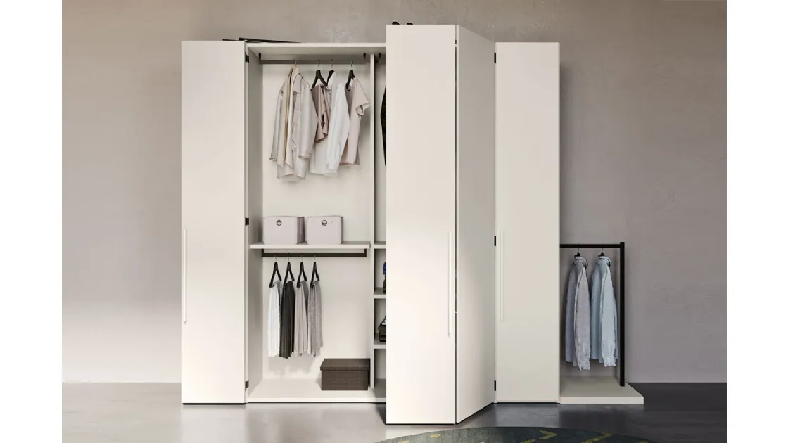 Armadio con ante a soffietto in laccato bianco opaco Best di Clever