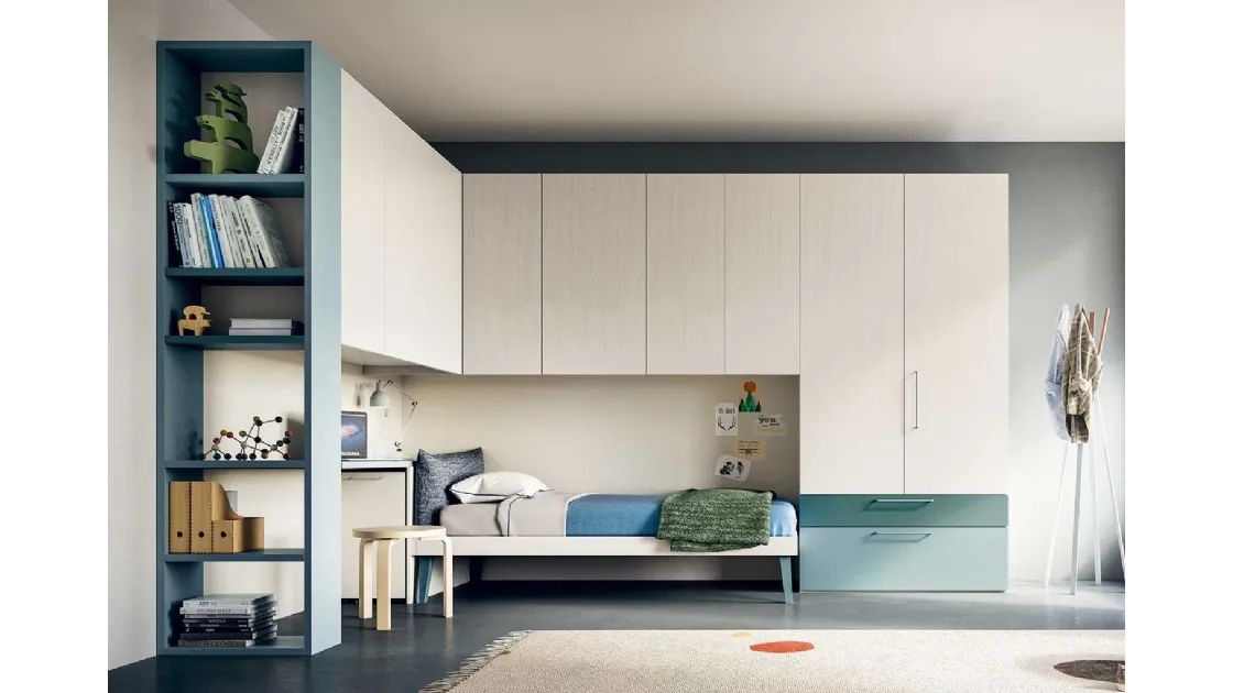 Armadio con ante battenti in melaminico con terminale libreria Start Ponte Angolare di Clever