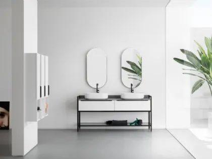Mobile da Bagno in laccato opaco con piano in gres B201 BD003 di Compab
