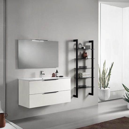 Mobile da Bagno Bali Olmo Bianco in nobilitato effetto legno di Modo Bluelife