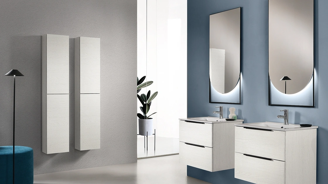 Mobile da Bagno Bali Olmo Bianco in nobilitato effetto legno di Modo Bluelife