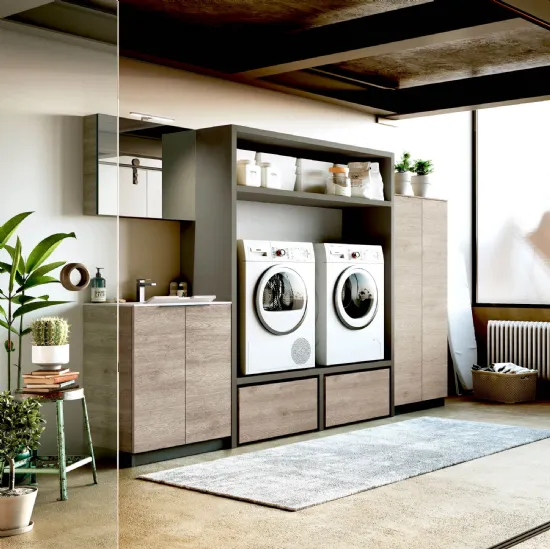 Mobile da Bagno per lavanderia in laminato e HPL Laundry 05 di Puntotre