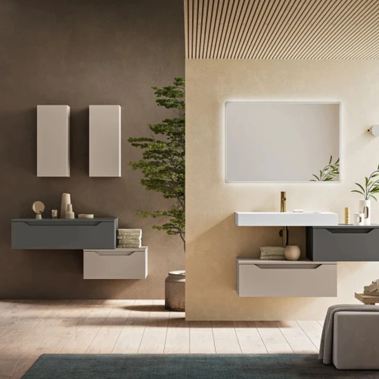 Mobile da Bagno sospeso Mixi Grafite e Tortora di Modo Bluelife