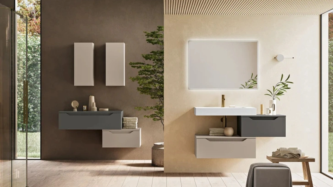 Mobile da Bagno sospeso Mixi Grafite e Tortora di Modo Bluelife