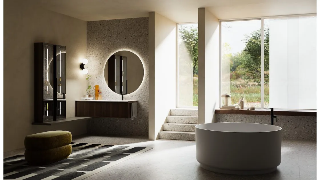 Mobile da Bagno sospeso in legno Rovere Coke Modula 09 di Puntotre