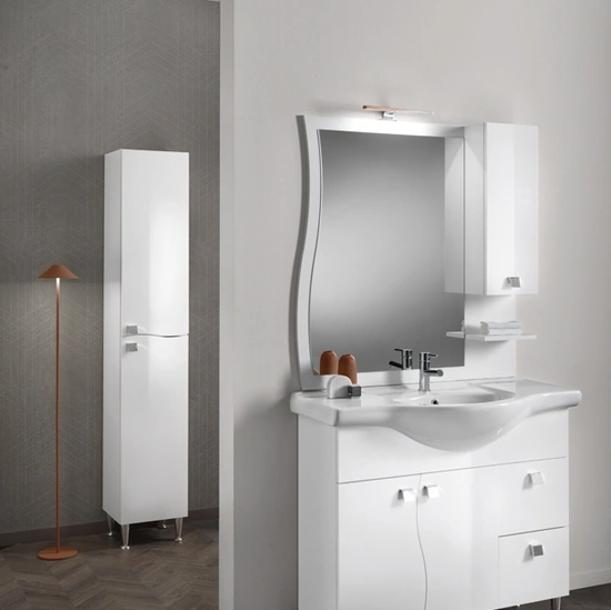 Mobile da Bagno Onda Bianco Lucido in melaminico di Modo Bluelife