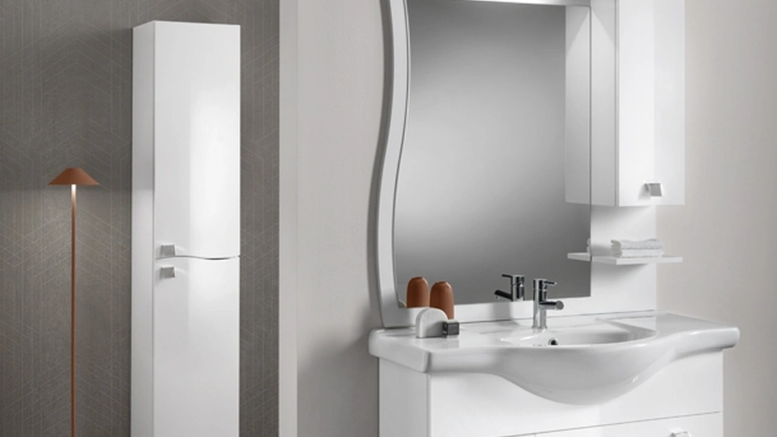 Mobile da Bagno Onda Bianco Lucido in melaminico di Modo Bluelife