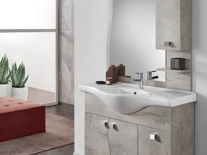 Mobile da Bagno Onda Cemento Chiaro in melaminico di Modo Bluelife