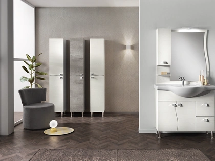 Mobile da Bagno Onda Olmo Bianco in melaminico effetto legno di Modo Bluelife