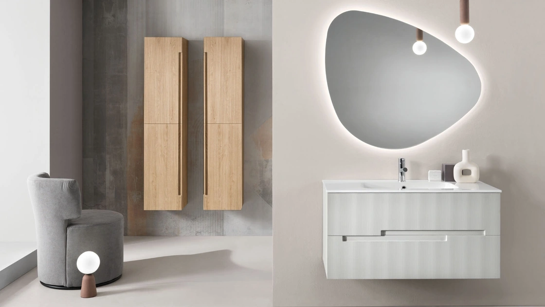 Mobile da Bagno sospeso Righe Grigio Perla di Modo Bluelife