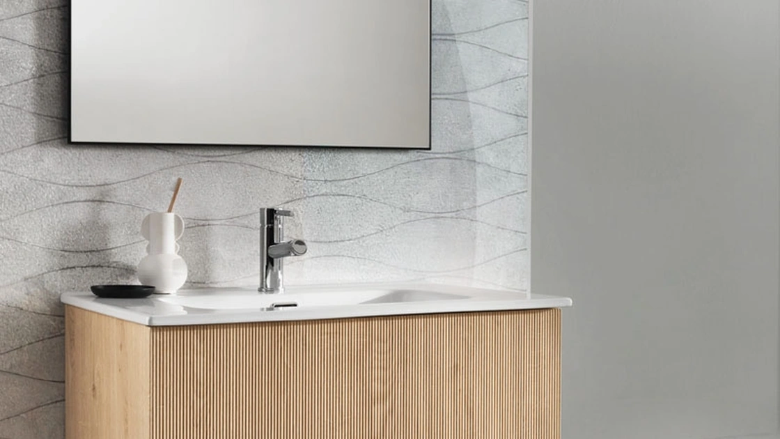Mobile da Bagno sospeso Righe Rovere Chiaro di Modo Bluelife