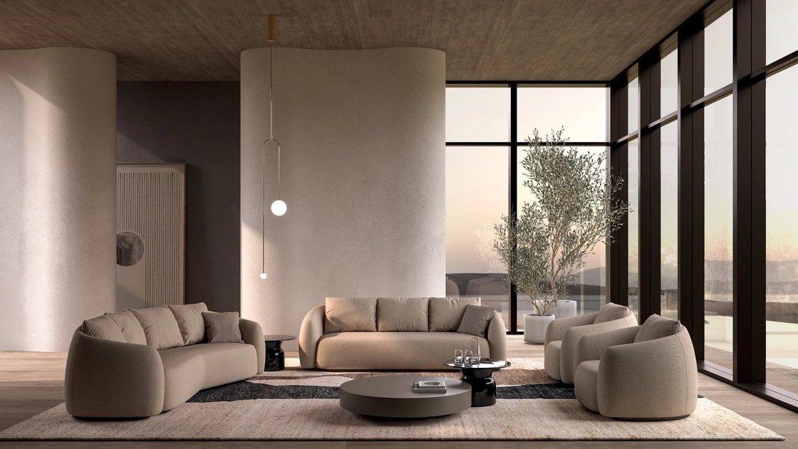 Salotto in tessuto imbottito Luna di Biba Salotti