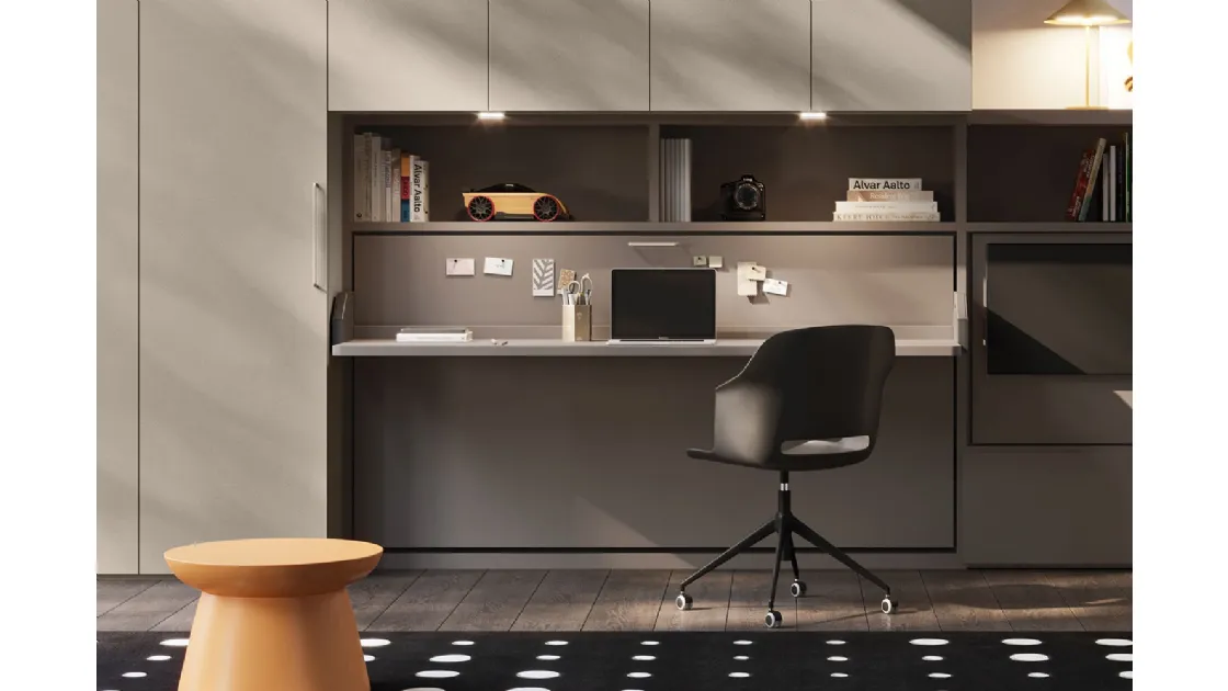Letto a scomparsa chiuso in laccato opaco Hiro 01 di Clever