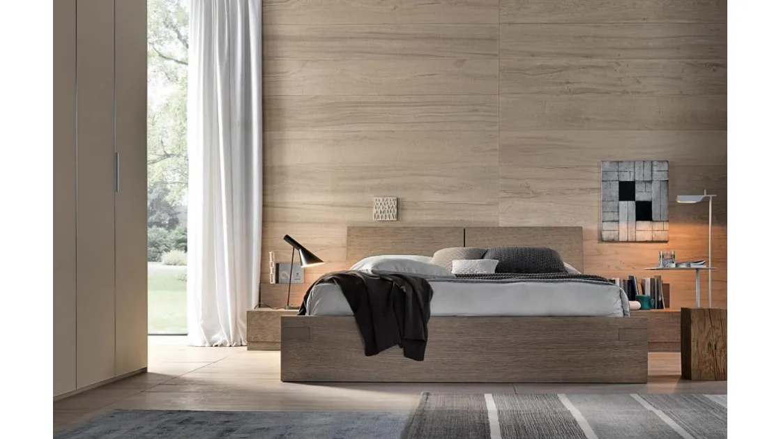 Letto matrimoniale in legno con contenitore Avalon di Giellesse