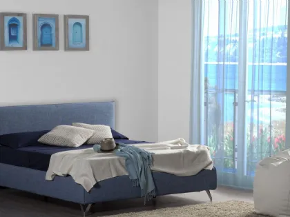 Letto Axel struttura legno imbottito rivestito tessuto sfoderabile compresa rete di Bedding