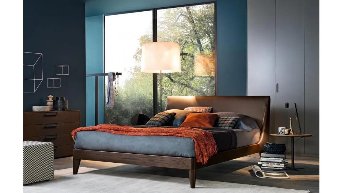 Letto Clark 1 con testiera rivestita pelle di Giellesse