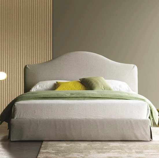 Letto Dalia con testiera sagomata e box contenitore di Biba Salotti