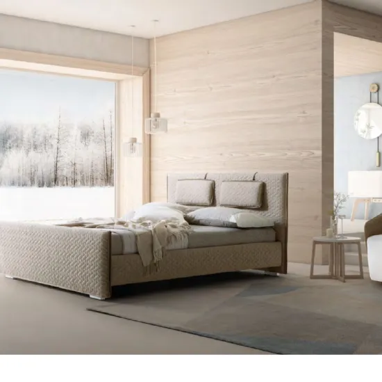 Letto con testiera e box contenitore in tessuto Evergreen di Le Comfort