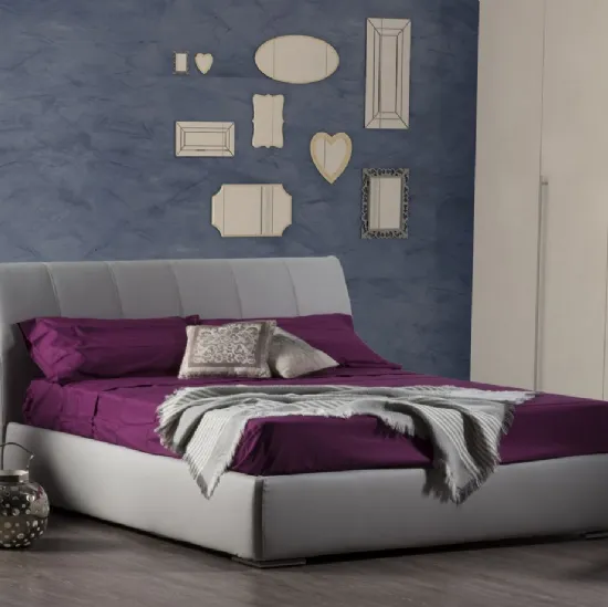 Letto Maxime struttura legno imbottito e rivestito ecopelle compresa rete di Bedding