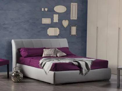 Letto Maxime struttura legno imbottito e rivestito ecopelle compresa rete di Bedding