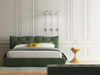 Letto in tessuto trapuntato Meneo con contenitore di Biba Salotti