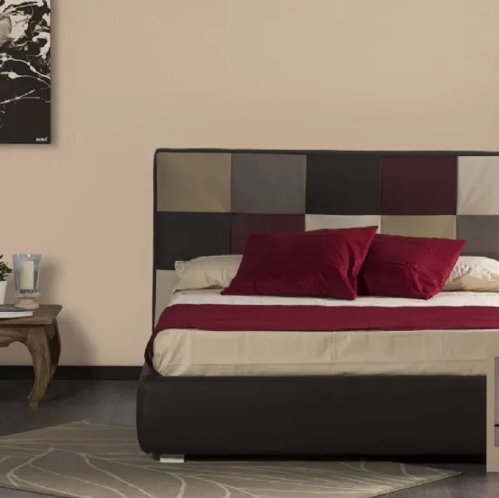 Letto Pierre struttura legno imottito rivestito ecopelle o pelle compresa rete di Bedding