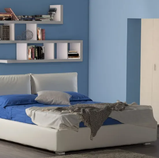 Letto Simon struttura legno imbottito rivestimento ecopelle sfoderabile compresa rete di Bedding