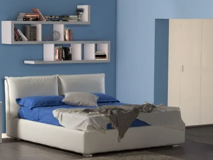 Letto Simon struttura legno imbottito rivestimento ecopelle sfoderabile compresa rete di Bedding