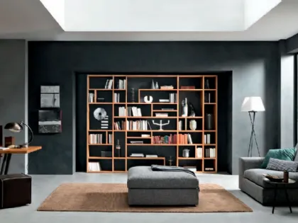 Libreria a muro capiente in legno chiaro Mixer CM10 di FGF Mobili
