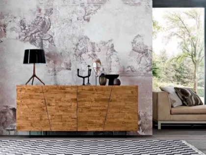 Madia Dsquare Groove a 4 ante in legno massello con piedi in vetro di FGF Mobili