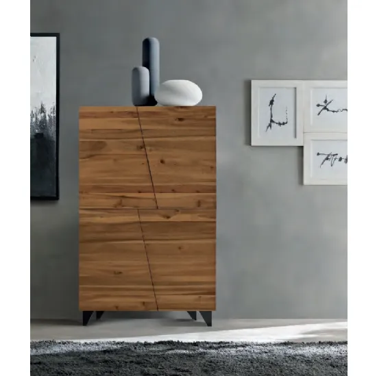 Madia Alta Dsquare Must in legno massello con piedi in metallo di FGF Mobili