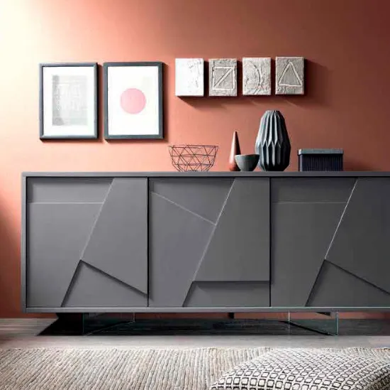 Madia a tre ante in laccato antracite Twill di FGF Mobili
