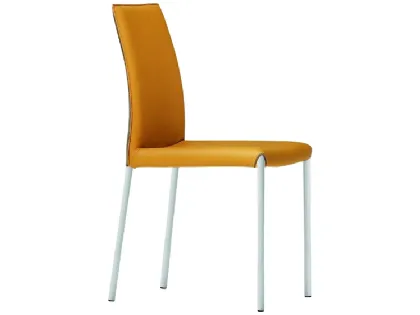 Sedia in pelle con struttura in acciaio Nuvola SB M TS di Midj