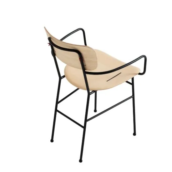 Sedia con braccioli, in legno con struttura in metallo Piuma P M LG di Midj