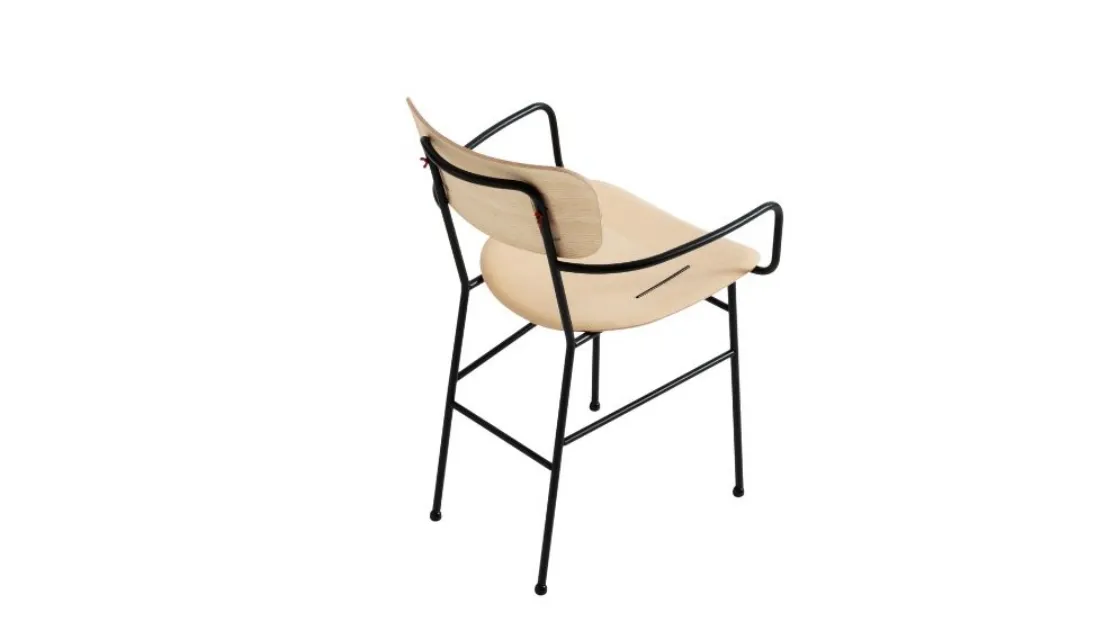 Sedia con braccioli, in legno con struttura in metallo Piuma P M LG di Midj