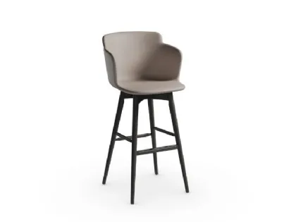 Sgabello in pelle con struttura in frassino tinto Calla LR TS di Midj