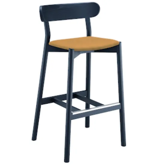 Sgabello con seduta rivestita in cuoio o cuoio toscano e struttura in legno Montera L CU di Midj