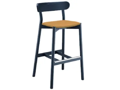 Sgabello con seduta rivestita in cuoio o cuoio toscano e struttura in legno Montera L CU di Midj