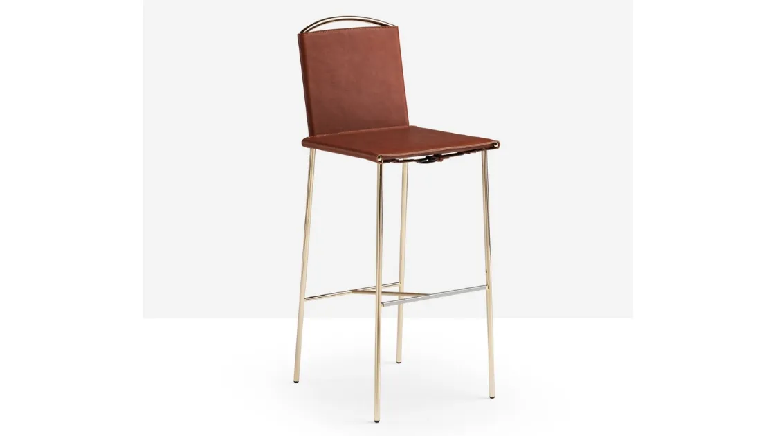 Sgabello Rem in cuoio di Midj