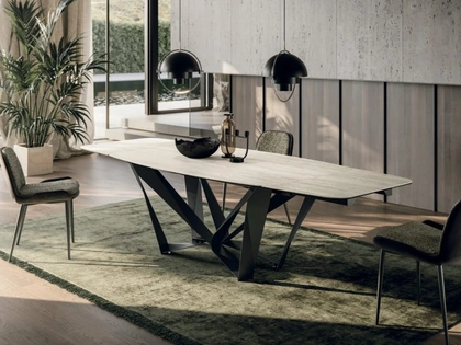 Tavolo allungabile Papillon in ceramica travertino di Sedit