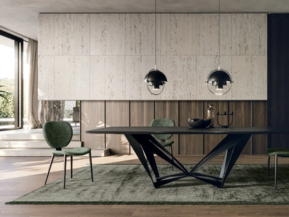 Tavolo in impiallacciato frassino tinto carbone Papillon di Sedit