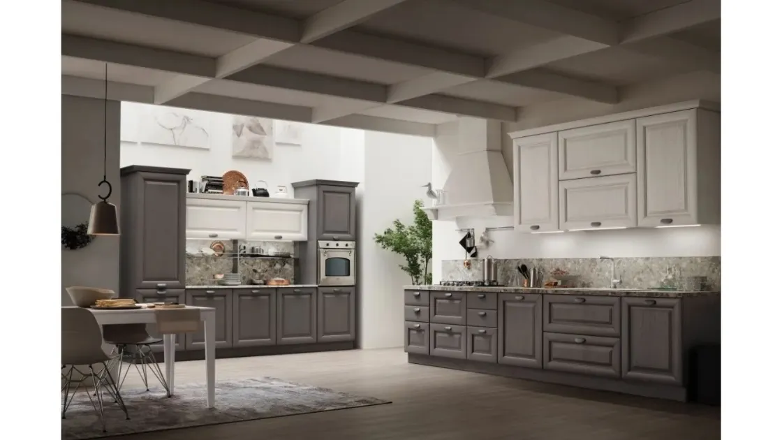 Cucina Classica Lola 02 in Grigio Antracite e Bianco Gesso di Arrex