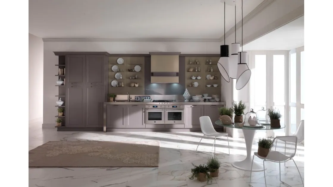 Cucina Classica lineare in legno di frassino laccato grigio opaco Asolo 02 di Dibiesse