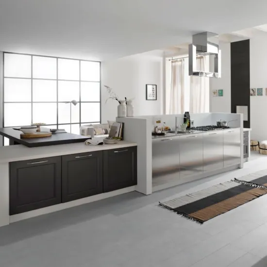 Cucina Classica lineare in legno e acciaio Asolo 04 di Dibiesse