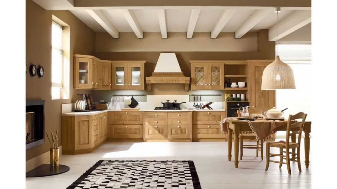 Cucina Classica angolare Carola in Rovere Naturale di Arrex