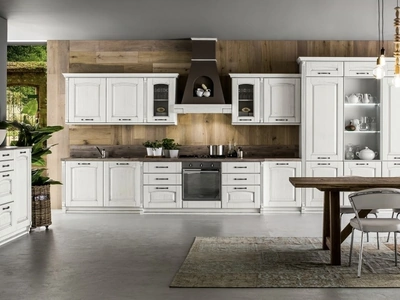 Cucina Classica lineare Magda 01 in legno di Rovere Decapè Gesso di Arrex