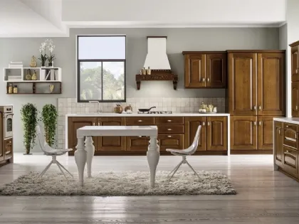 Cucina Classica lineare Magda in Legno Decapé Ciliegio di Arrex